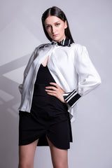 Camasa alba cu detalii cu imprimeu geometric