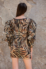 Rochie, din bumbac, cu maneci bufante