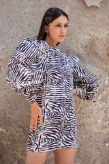 Rochie cu maneci bufante, din bumbac