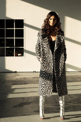 Palton din stofa, leopard