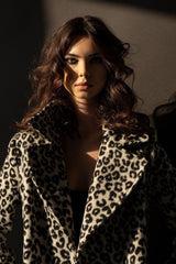 Palton din stofa, leopard