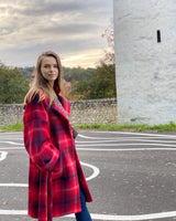 Palton cu carouri, din stofa de lana