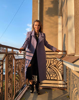 Palton lila din stofa de lana