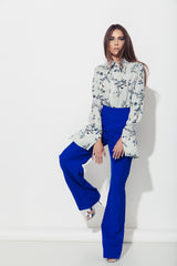 Pantaloni drepti, cu talie inalta, office