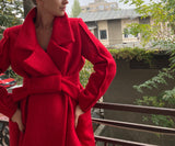 Palton din stofa rosie