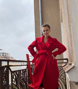 Palton din stofa rosie