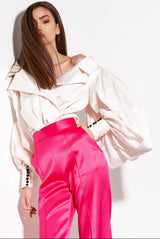 Camasa cu maneci ample si guler cu rever