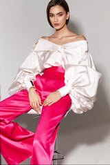 Pantaloni din tafta dubla, evazati