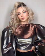 Bluza cu maneci bufante si spate gol