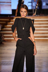 Bluza din stofa subtire cu maneci-guler