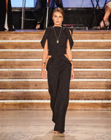 Bluza din stofa subtire cu maneci-guler