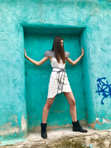 Plastron gri din stofa subtire