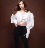 Bluza alba cu mansete late, MLK