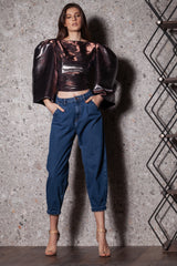 Bluza cu maneci bufante si spate gol