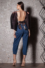 Bluza cu maneci bufante si spate gol