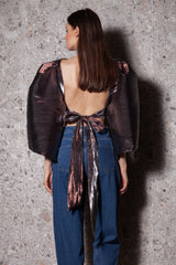 Bluza cu maneci bufante si spate gol