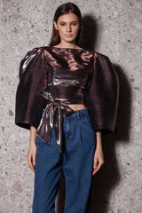 Bluza cu maneci bufante si spate gol