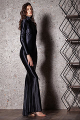 Rochie neagra din lycra cu spate gol, tip-maleta