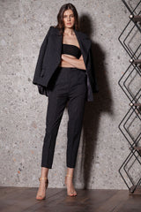 Pantaloni conici din stofa subtire cu dungi argintii