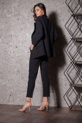 Pantaloni conici din stofa subtire cu dungi argintii