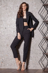 Pantaloni conici din stofa subtire cu dungi argintii