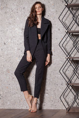 Pantaloni conici din stofa subtire cu dungi argintii