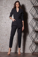 Pantaloni conici din stofa subtire cu dungi argintii