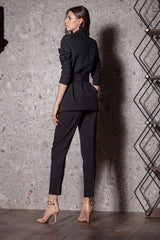 Pantaloni conici din stofa subtire cu dungi argintii