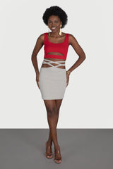 Fusta scurta cu siret in talie