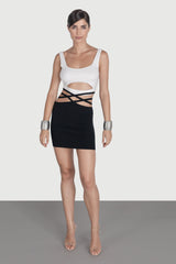 Fusta scurta cu siret in talie