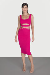 Fusta midi cu siret in talie