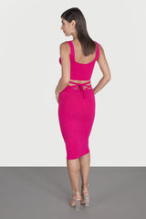 Fusta midi cu siret in talie