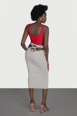 Fusta midi cu siret in talie