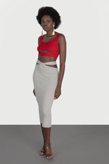 Fusta midi cu siret in talie