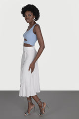 Fusta evazata cu slit si nasturi