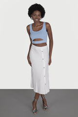 Fusta evazata cu slit si nasturi