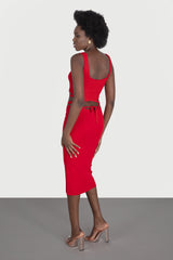 Fusta midi cu siret in talie