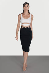 Fusta midi cu siret in talie