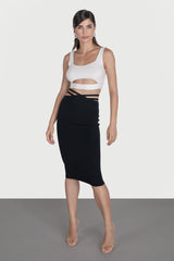 Fusta midi cu siret in talie