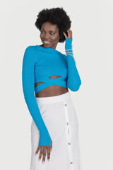 Top cu maneca lunga si cordon in talie