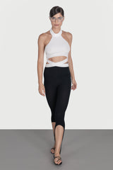 Top scurt cu cordoane la gat si talie