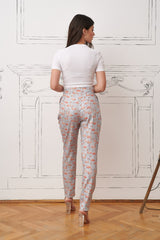 Pantaloni conici cu imprimeu Flamingo