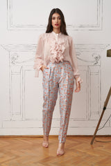 Pantaloni conici cu imprimeu Flamingo