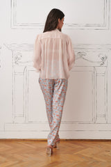 Bluza din voal cu guler-jabou, roz pal