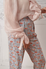 Bluza din voal cu guler-jabou, roz pal