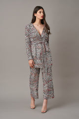 Pantaloni cu talie inalta din paiete multicolore