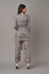 Pantaloni cu talie inalta din paiete multicolore