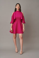 Rochie ciclame cu maneci-fluture