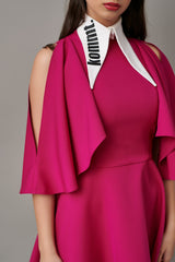 Rochie ciclame cu maneci-fluture