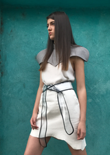 Plastron gri din stofa subtire